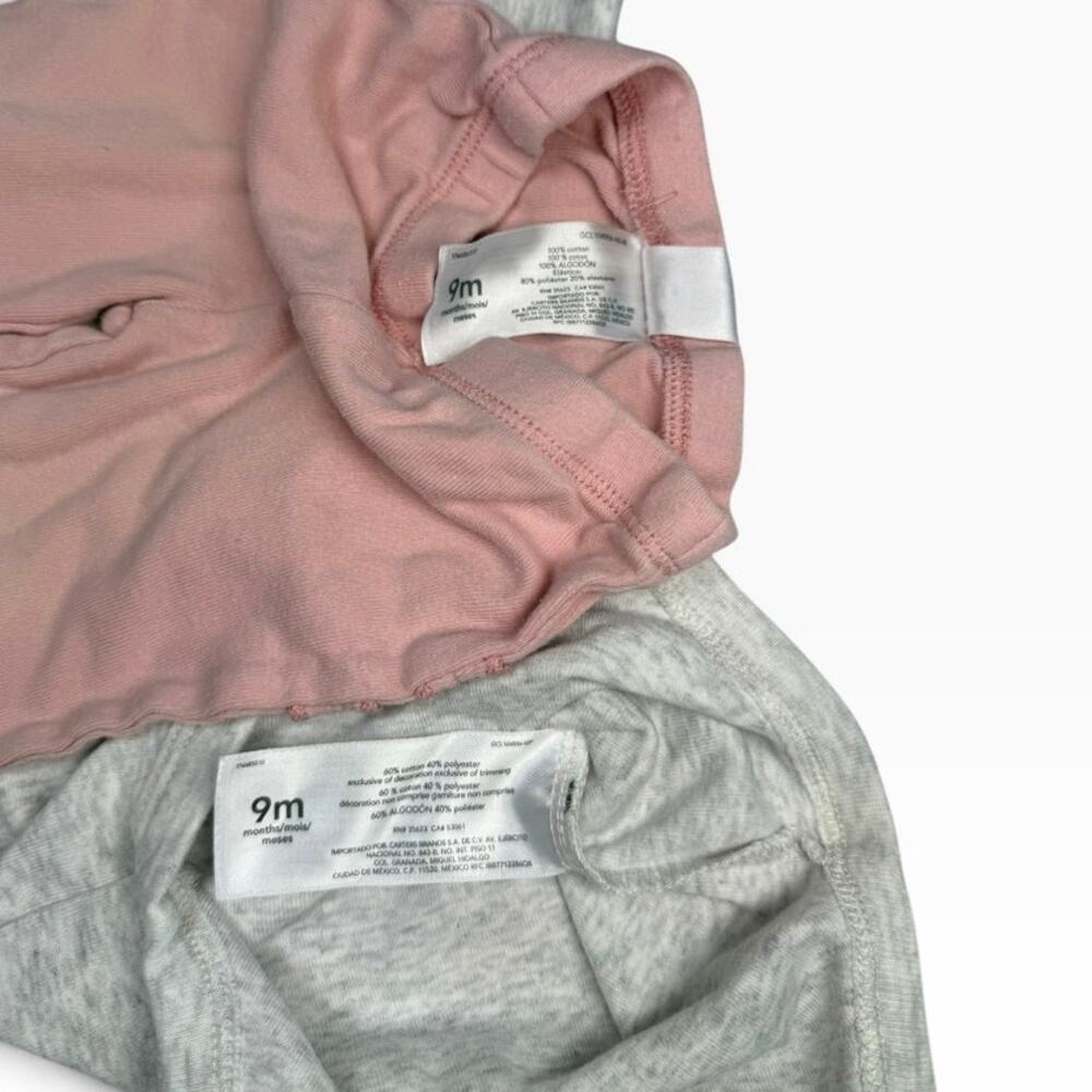 Carter's Bodysuit Matching Outfit Baby Girl Garden Gray Pink 9 Months - Picture 7 of 7